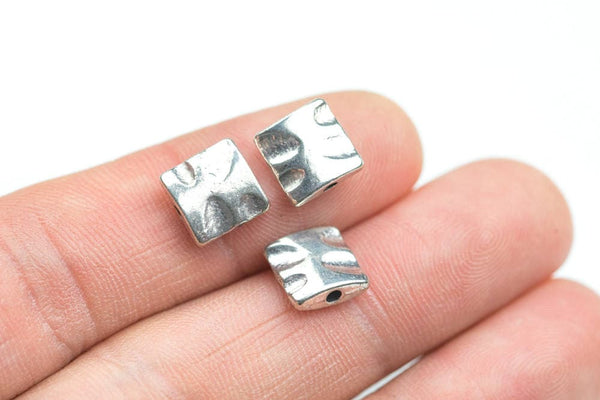 16 Square PEWTER BEADS 9mm- 66-9689