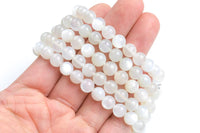 Natural Milky Moonstone bracelet A quality, 7 inches, one size fits all- stackable bracelet AAA Quality Gemstone Beads