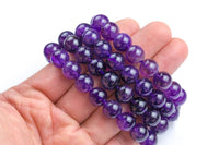 Natural Amethyst bracelet AA quality, 7 inches, one size fits all- stackable bracelet- 10-11mm Size AAA Quality Gemstone Beads