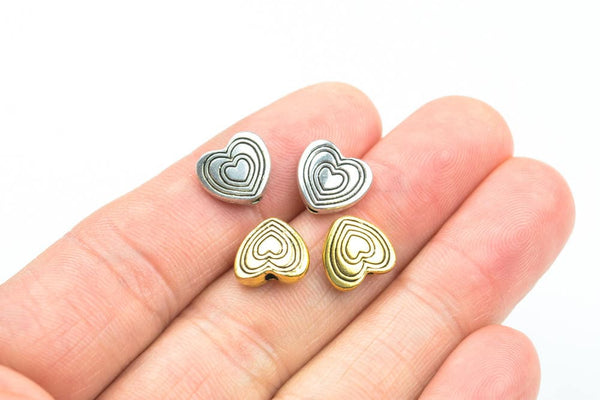 15 Heart PEWTER BEADS 11mm- 89-11019