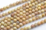 Natural Yellow Moonstone Round Beads. A Quality Full 15.5 Inch Strand- 6mm, 8mm, 10mm, 12mm AAA Quality Smooth Gemstone Beads