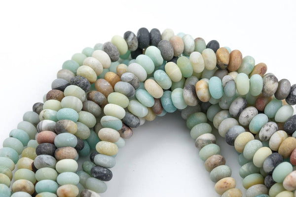 Natural AMAZONITE MATT roundel sizes 6mm, 8mm, 10mm, 14mm- Full 15.5 Inch Strand Gemstone Beads