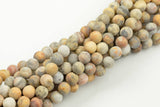 Natural Mexican Crazy Laced Agate Matt Round 4mm, 6mm, 8mm, 10mm, 12mm- Full 15.5 Inch Strand- Gemstone Beads