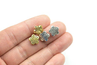 12 Flower PEWTER BEADS 11mm- 113-10682