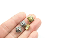 9 Square Spacer PEWTER BEADS 5x10mm- 118-8379