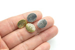 9 Oval PEWTER BEADS 12x15mm- 117-9733