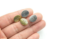 9 Oval PEWTER BEADS 12x15mm- 117-9733