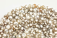 Dzi Beads Faceted Round Beads. A Quality Full Strand 8mm, 10mm, 12mm -Full Strand 15.5 inch Strand