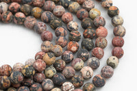 Natural Leopard Skin Jasper, High Quality in Matte Round- 6mm, 8mm, 10mm, 12mm- Full 15.5 Inch Strand AAA Quality AAA Quality Gemstone Beads