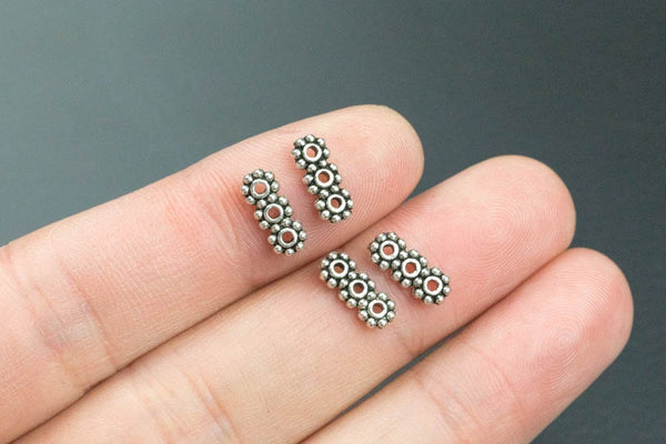 60 3-Hole Spacer Daisy Separator PEWTER BEADS 10x4mm 272-794