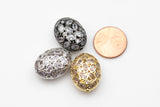 Medium Polki Style CZ Pave Bead Rose Cut Diamond Style 17x22mm - Oval - Gunmetal with Clear CZ - Gold Gunmetal Silver White Gold