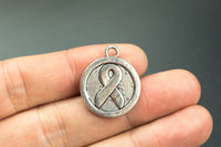 7 Breast Cancer / Leukemia Ribbon Pewter Charms 20mm 247-12793