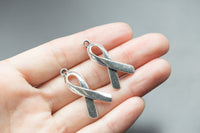 12 Breast Cancer Ribbon Charms 17x33mm 1207-12789