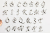 Silver / White Gold Letters Alphabet Charms - Approx 10x15mm / Half Inch