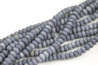 Dark Navy Jadel High Quality in 6mm and 8mm Matt Smooth Roundel- Full 15.5 Inch Strand