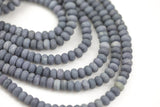 Dark Navy Jadel High Quality in 6mm and 8mm Matt Smooth Roundel- Full 15.5 Inch Strand