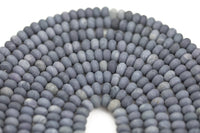 Dark Navy Jadel High Quality in 6mm and 8mm Matt Smooth Roundel- Full 15.5 Inch Strand