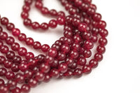 Maroon-JADE Smooth Round- 6mm 8mm 10mm 12mm-Full Strand 15.5 inch Strand