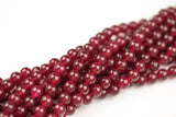 Maroon-JADE Smooth Round- 6mm 8mm 10mm 12mm-Full Strand 15.5 inch Strand