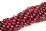 Maroon-JADE Smooth Round- 6mm 8mm 10mm 12mm-Full Strand 15.5 inch Strand