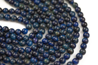 Natural Blue Tiger's Eye Faceted Round, Full Strand, 6mm, 8mm, 10mm, or 12mm Beads-Full Strand 15.5 inch Strand AAA Quality Gemstone Beads