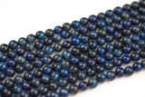 Natural Blue Tiger's Eye Faceted Round, Full Strand, 6mm, 8mm, 10mm, or 12mm Beads-Full Strand 15.5 inch Strand AAA Quality Gemstone Beads