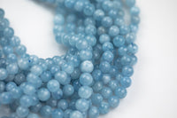 Natural AA Quality Aquamarine round beads in full strands. 8mm and 10mm AAA Quality Smooth Gemstone Beads