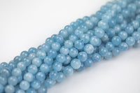 Natural AA Quality Aquamarine round beads in full strands. 8mm and 10mm AAA Quality Smooth Gemstone Beads