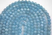 Natural AA Quality Aquamarine round beads in full strands. 8mm and 10mm AAA Quality Smooth Gemstone Beads