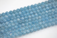 Natural AA Quality Aquamarine round beads in full strands. 8mm and 10mm AAA Quality Smooth Gemstone Beads