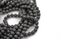 Natural DRUZY AGATE Beads-- Black / Dark Silver- 8mm, 10mm, 12mm. Full 15.5 inch strand Gemstone Beads