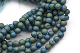 DRUZY AGATE Beads-- Blue Green Caste- 8mm, 10mm, 12mm. Full 15.5 inch strand