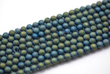 DRUZY AGATE Beads-- Blue Green Caste- 8mm, 10mm, 12mm. Full 15.5 inch strand