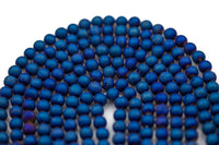 Natural DRUZY AGATE Beads-- Metallic Blue- 8mm, 10mm, 12mm. Full 15.5 inch strand Gemstone Beads