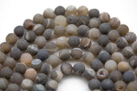 DRUZY AGATE Beads- Black Druzy-- Round 8mm, 10mm, 12mm. Full Strand.