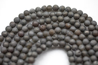 DRUZY AGATE Beads-- Gray Caste- 8mm, 10mm, 12mm. Full 15.5 inch strand