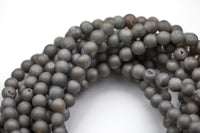 DRUZY AGATE Beads-- Gray Caste- 8mm, 10mm, 12mm. Full 15.5 inch strand