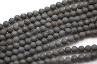 DRUZY AGATE Beads-- Gray Caste- 8mm, 10mm, 12mm. Full 15.5 inch strand