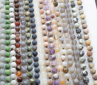 NEW COLORS!!!! Long Knotted - Preknotted Necklace- Assorted Gemstones-8mm 36 inches Long- Ready to wear- Long Necklace - Selection A