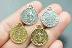 10 San Benito Saint Benedict Pewter Charms 22x18mm 326-17416