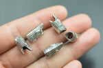 9 Alligator Crocodile Large Hole PEWTER BEADS 16x9mm 322-9569