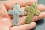 3 Large Cross Metal Pendant Charms 33x45mm 1345-35362