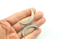 Double Horn Half Moon Crescent Double Ring CZ Pave High Quality!