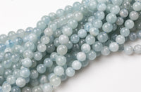 Natural CLEAR / SEMICLEAR Aquamarine Beads in Round Beads - Full Strands - 6mm 8mm 10mm 12mm 14mm AAA Quality Smooth Gemstone Beads