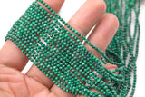 Natural Malachite Beads Full Strands-15.5 inches-3mm- Nice Size Hole- Diamond Cutting, High Facets-Nice and Sparkly-Faceted Round