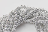 Platinum White Gold Plated Lava Rock Round Beads- Wholesale Bulk - Full 15.5 Inch Strand, 4mm, 6mm, 8mm, 12mm, or 14mm Beads