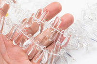 Natural Clear Rock Quartz Crystal High Quality in Top Drilled Sticks- Full Strand- 5x15mm Gemstone Beads