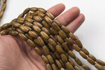 Natural 2 Strands Wood Beads - Barrels - Dark Tan Color - 14x7mm - 2 strands ~15" Gemstone Beads