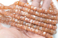 Natural Sunstone Faceted Roundel 8-9mm Full 15.5 Inch Strand AAA Quality Gemstone Beads