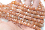 Natural Sunstone Faceted Roundel 8-9mm Full 15.5 Inch Strand AAA Quality Gemstone Beads